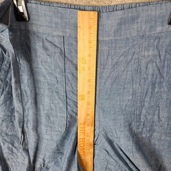 J by J Crew Pants Womens 14 Blue Chambray Wide Leg Crop Tie Waist‎ Cotton - Picture 6 of 11